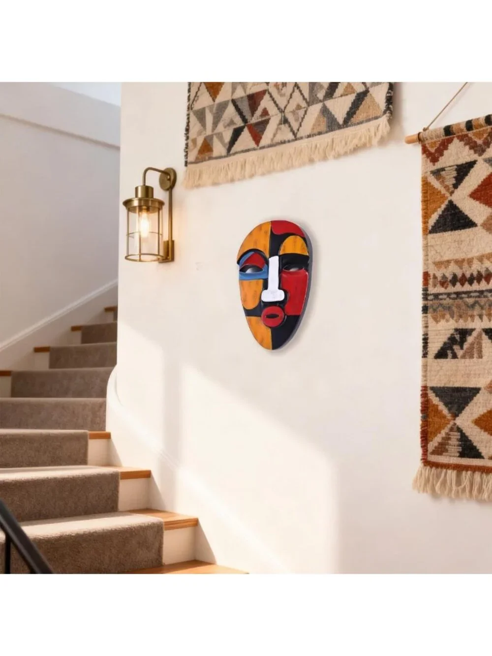 Abstract African Tribal Mask Wall Art Sculpture for Home Decor - Living Room